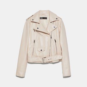 Women's Zara FAUX LEATHER BIKER JACKET